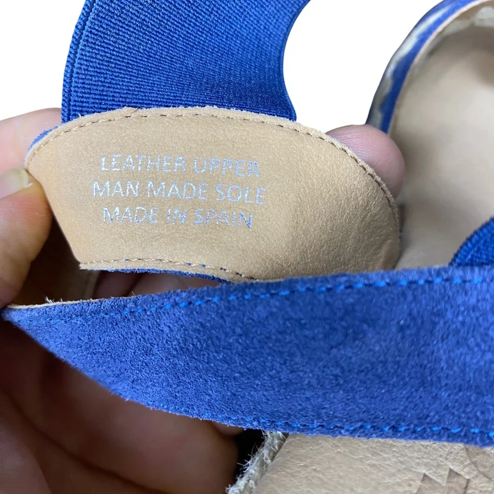 Jutelia Blue Suede Ric-Rac Espadrille Wedge Sandals Spain 39